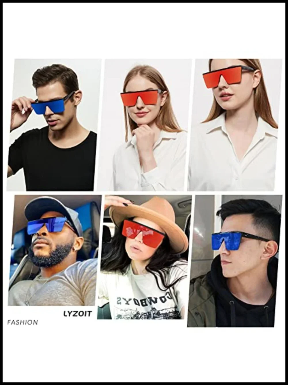 Oversized Square Flat Top Sunglasses UV Protection for Women Men